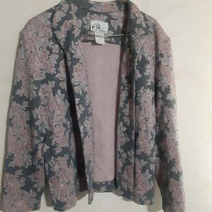 Vintage Willi of California Women's Metallic Pink Roses Jacket in Size 12